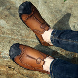 Maxbell Men Outdoor Casual Non Slip Lowtop Leather Shoes 40 Brown - Aladdin Shoppers