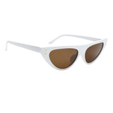 Cat Eye Sunglasses Women Vintage Retro Small Plastic Frame Glasses White Frame Brown Lens