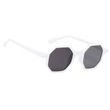 Women Polygonal Vintage Style Small Mirror Uv400 Square Sunglass White