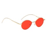 Vintage Small Oval Frame Women's Sunglasses Gold Frame Red Lens