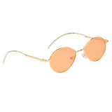 Vintage Small Oval Frame Women's Sunglasses Gold Frame Orange Lens