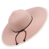 Women Floppy Sun Hat Summer Wide Brim Beach Cap Foldable Straw Hat Pink