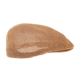 Men Breathable Summer Straw Sun Hat Newsboy Beret Ivy Cap Cabbie Flat Cap Khaki