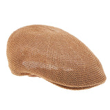 Men Breathable Summer Straw Sun Hat Newsboy Beret Ivy Cap Cabbie Flat Cap Khaki