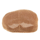 Men Breathable Summer Straw Sun Hat Newsboy Beret Ivy Cap Cabbie Flat Cap Khaki