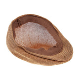 Men Breathable Summer Straw Sun Hat Newsboy Beret Ivy Cap Cabbie Flat Cap Khaki