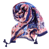 Women Bohemian Fashion Long Cotton Scarf Wraps Tassels Print Shawl Girls #2