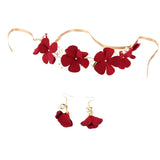 Chinese style Roses Bridal Hair band And Eardrop Set Wedding Accessories