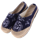 Max Chinese Style Linen Round Toe Shoes Dragon Totem Handmade Slip-on Loafers 43