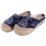Max Chinese Style Linen Round Toe Shoes Dragon Totem Handmade Slip-on Loafers 43