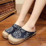 Max Chinese Style Linen Round Toe Shoes Dragon Totem Handmade Slip-on Loafers 43