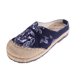 Max Chinese Style Linen Round Toe Shoes Dragon Totem Handmade Slip-on Loafers 43