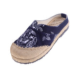 Max Chinese Style Linen Round Toe Shoes Dragon Totem Handmade Slip-on Loafers 43