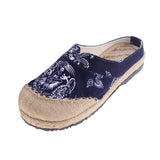 Max Chinese Style Linen Round Toe Shoes Dragon Totem Handmade Slip-on Loafers 43