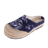 Max Chinese Style Linen Round Toe Shoes Dragon Totem Handmade Slip-on Loafers 43