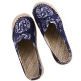 Max Chinese Style Linen Round Toe Shoes Dragon Totem Handmade Slip-on Loafers 43