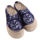 Max Chinese Style Linen Round Toe Shoes Dragon Totem Handmade Slip-on Loafers 43