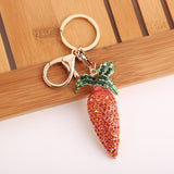 Rhinestone Key Chain Car Key Ring Accessory Crystal Bag Decor Keyring Orange Radish