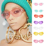 Vintage Women Oval Glasses Glitter Lenses Eyewear Clear Frame Green Lens