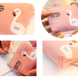 Cute Flamingo Canvas Coin Purse Zipper Wallet Coin Bag Pouch Card Holder 01