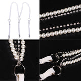 Maxbell Pearl Diamante Elastic Suspenders Shirt Braces for Women Pants Trousers White - Aladdin Shoppers
