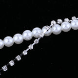 Maxbell Pearl Diamante Elastic Suspenders Shirt Braces for Women Pants Trousers White - Aladdin Shoppers