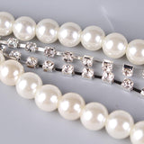 Maxbell Pearl Diamante Elastic Suspenders Shirt Braces for Women Pants Trousers White - Aladdin Shoppers