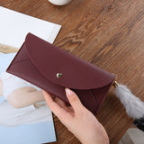 Women PU Leather Clutch Long Wallet Card Holder Purse Envelope Bag Wine Red