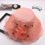 Women Lace Wide Brim Sun Cap Wedding Church Beach Derby Hat Orange