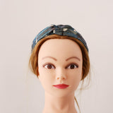 Women Girls Sequins Knotted Headband Stretch Hairband Elastic Head Wrap Blue