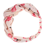 Womens Cloth Flamingo Knot Headband Elastic Beach Hair Band Wide Headwrap White