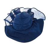 Women Sun Hat Face Protection Anti-UV Wide Brim Visor Foldable Cap Blue