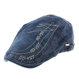 Men's Cotton Flat Snap Hat Ivy Gatsby Newsboy Hunting Cabbie Driving Cap Jean Blue