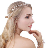 Maxbell One Set Bridal Hand Chain Hair Band Eardrop Wedding Party Accessories - Aladdin Shoppers