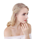 Maxbell Flower Rhinestone Crystal Wedding Headband Bridal Headpieces Style 3 Gold - Aladdin Shoppers