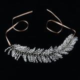 Maxbell Handmade Bridal HairBand with Rhinestone and Pearls Wedding Accessory Gold - Aladdin Shoppers