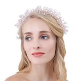 Maxbell Handmade Bridal HairBand with Rhinestone and Pearls Wedding Accessory Gold - Aladdin Shoppers