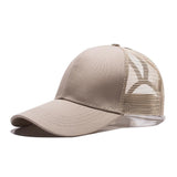 Women Ponytail Baseball Cap Messy Summer Mesh Caps Hip Hop Hat Khaki