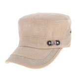 Unisex Mens Women Leisure Cotton Army Flat Top Cadet Cap Cool Hat Beige