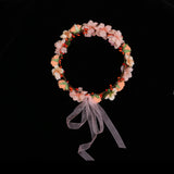 Women Flower Headband Crown Wedding Bridal Hair Wreath Floral Garland Orange