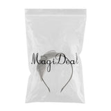 Maxbell Girls Sweet Bunny Silk Tulle Leather Knot Bow knotted Hair Hoop Black - Aladdin Shoppers