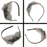 Maxbell Girls Sweet Bunny Silk Tulle Leather Knot Bow knotted Hair Hoop Black - Aladdin Shoppers