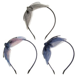 Maxbell Girls Sweet Bunny Silk Tulle Leather Knot Bow knotted Hair Hoop Black - Aladdin Shoppers