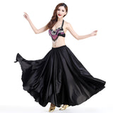 Belly Dance Satin Full Circle Skirt Halloween Shiny Fancy Skirt Black