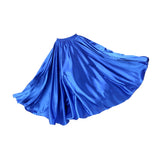 Belly Dance Satin Full Circle Skirt Halloween Shiny Fancy Skirt Navy Blue