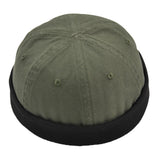 Men Retro Docker Leon Beanie Cap Pure Cotton Hat Army Green