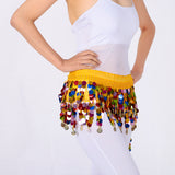 Women's Sequins Beads Belly Dance Skirt Hip Scarf Waistband Belt Yellow