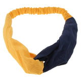 Women's Stretchy Headbands Twist Knot Wraps Turban Headwear Yellow-Blue