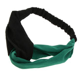 Women's Stretchy Headbands Twist Knot Wraps Turban Headwear Black-Green