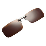 Unisex Polarized Clip On Flip Up UV400 Driving Rectangle Sunglasses Brown